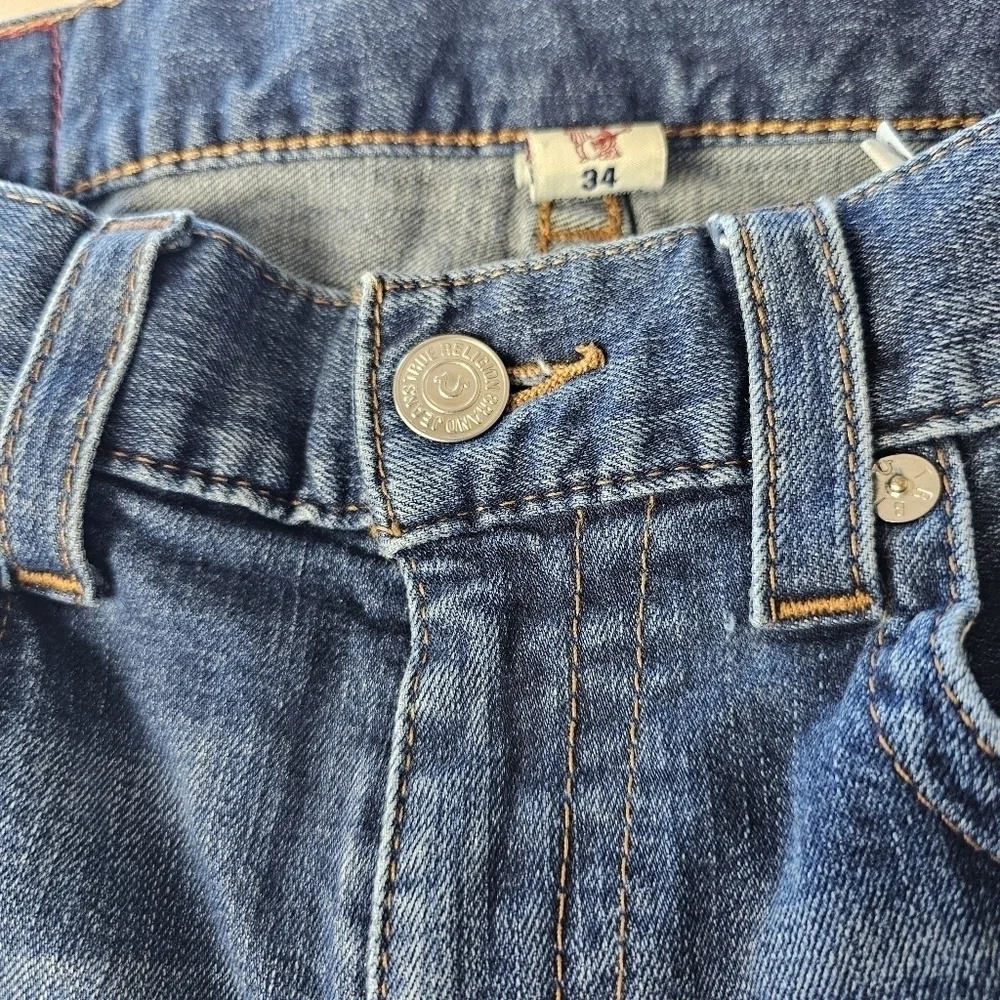 True Religion Jeans mens 34 Blue Denim Medium wash Vintage Retro 90s jeans Y2K